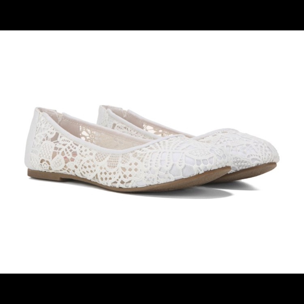JELLYPOP White Crochet Lace MemoryFoam Ballet Flat